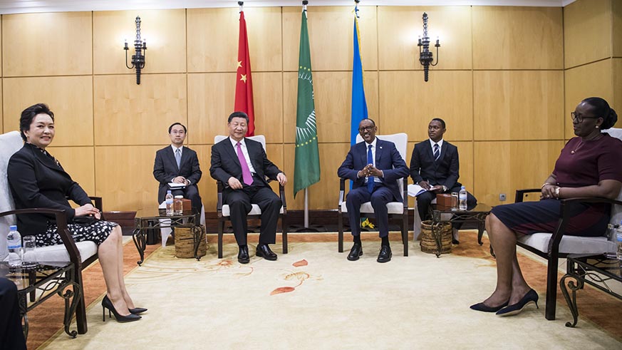 The two presidents and their wives during tÃªte-Ã -tÃªte on Day Two of the Chinese leaderâ€™s visit to Rwanda on Monday. Village Urugwiro.