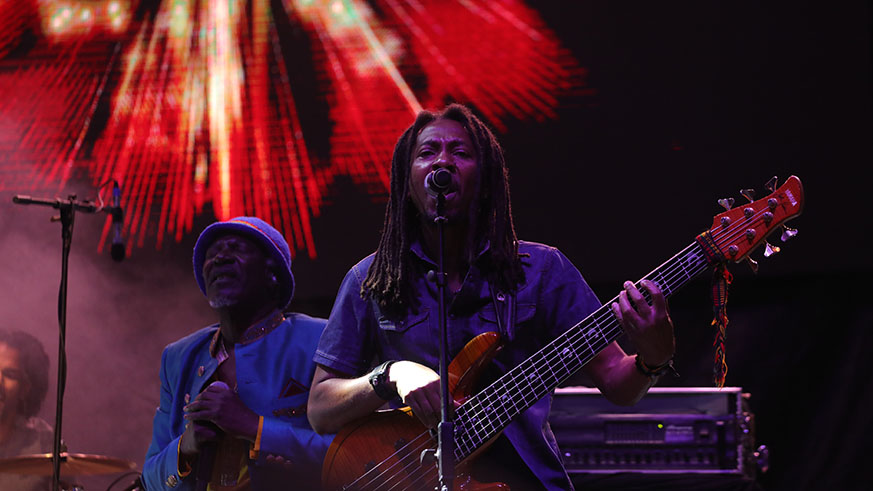 The 62-year-old Ivorian reggae star (right), performed with his band Solar System. Photos Emmanuel Kwizera. 