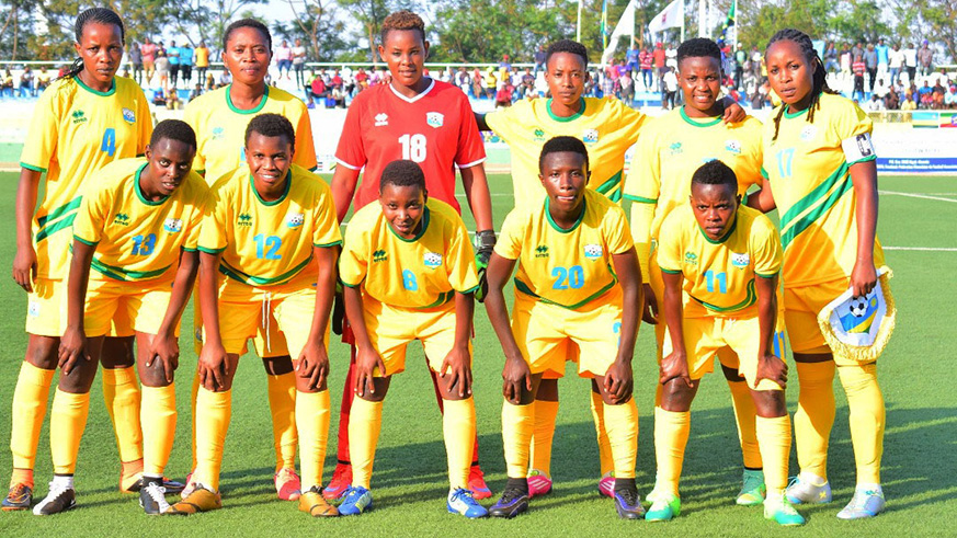 She-Amavubi before their opening game against Tanzania at Kigali Stadium last week .Courtesy.