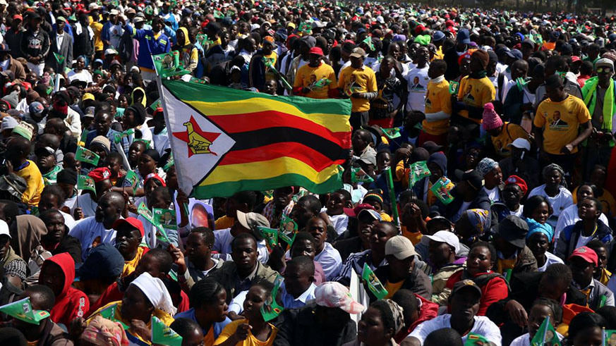 Supporters of President Mnangagwa gather at an election rally in Marondera last week. Net photo.