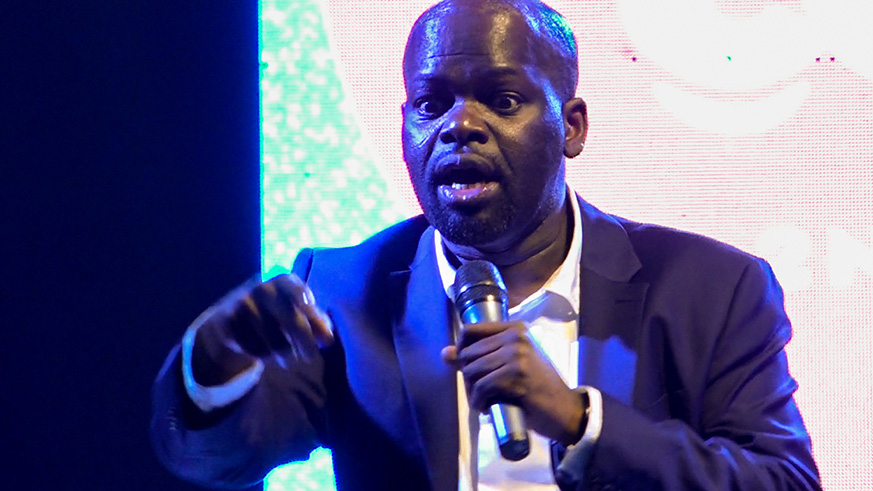 UK-based Zambian comedian Daliso Chaponda was among the showu2019s main acts. Faustin Niyigena.