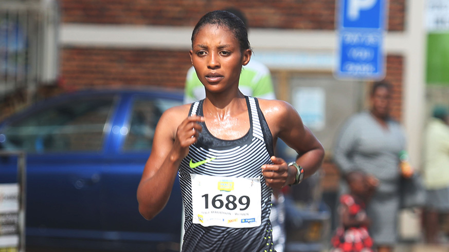 Two-time Half Marathon winner Salome Nyirarukundo  .Sam Ngendahimana.