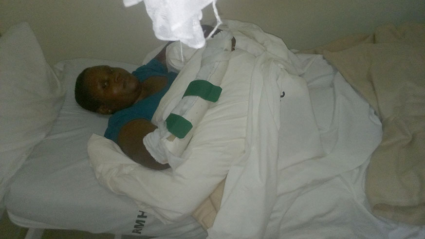 Kubwimana at her hospital bed at Rwanda Military Hospital, Kanombe this week. Diane Mushimiyimana.