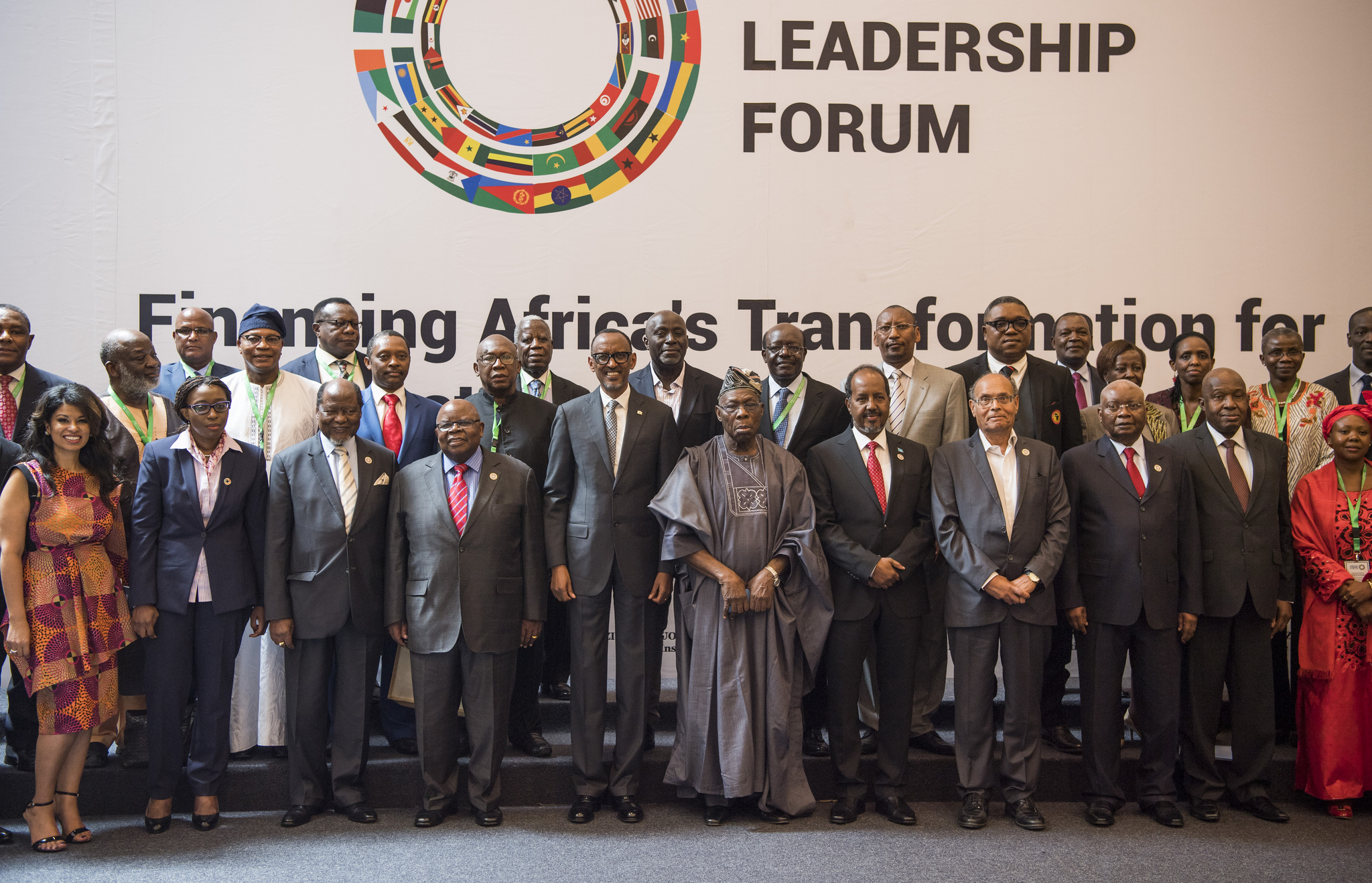 President Kagame, former African Heads of State and other leaders and delegates pose for a group photo after the opening of the African Leadership Forum in Kigali yesterday. Village Urugwiro.