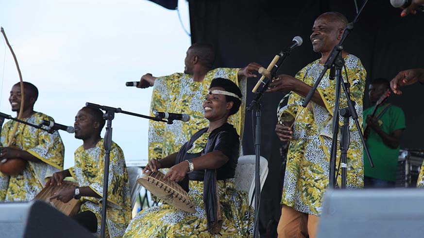 Sofia Nzayisenga playing Inanga during the ceremonies