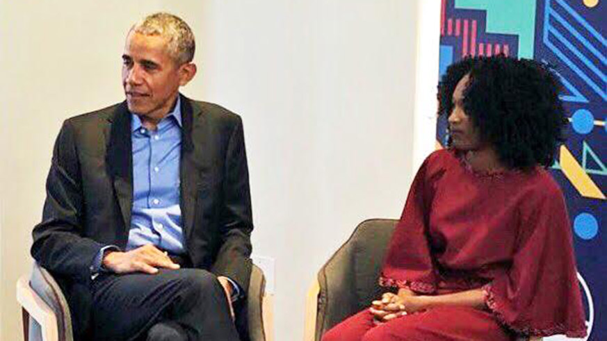 Uwase with Obama. Courtesy.