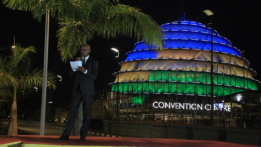 FERWACY President Aimable Bayingana addresses the event