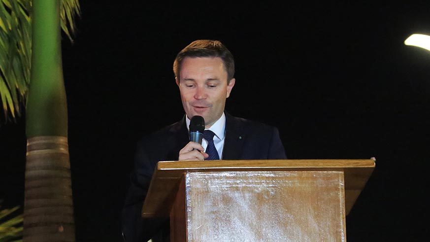 The president of the International Cycling Union (UCI) David Lappartient gives his remarks during the event