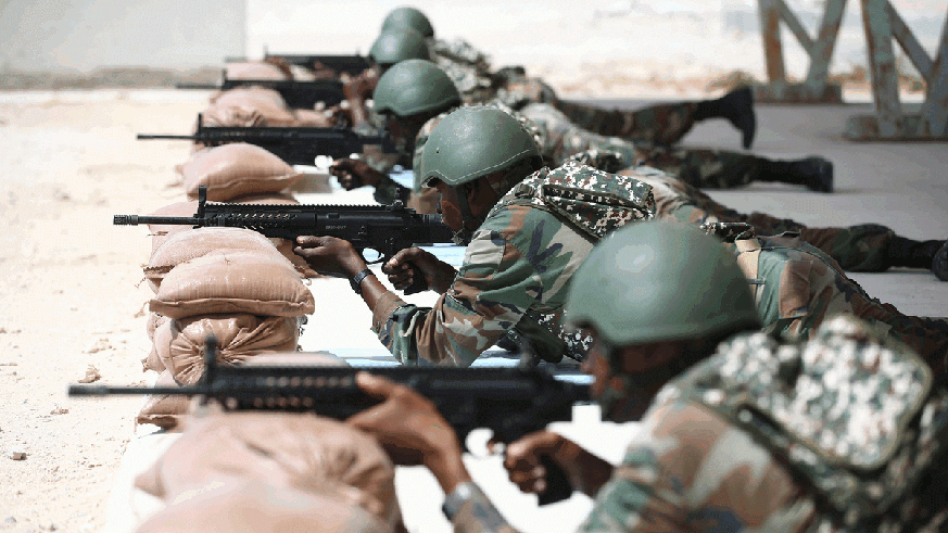 Somalian soldiers are seen during a training held by Turkish Armed Forces at Turkish Military Training Centre in Mogadishu, Somalia on January 15, 2018. Net.