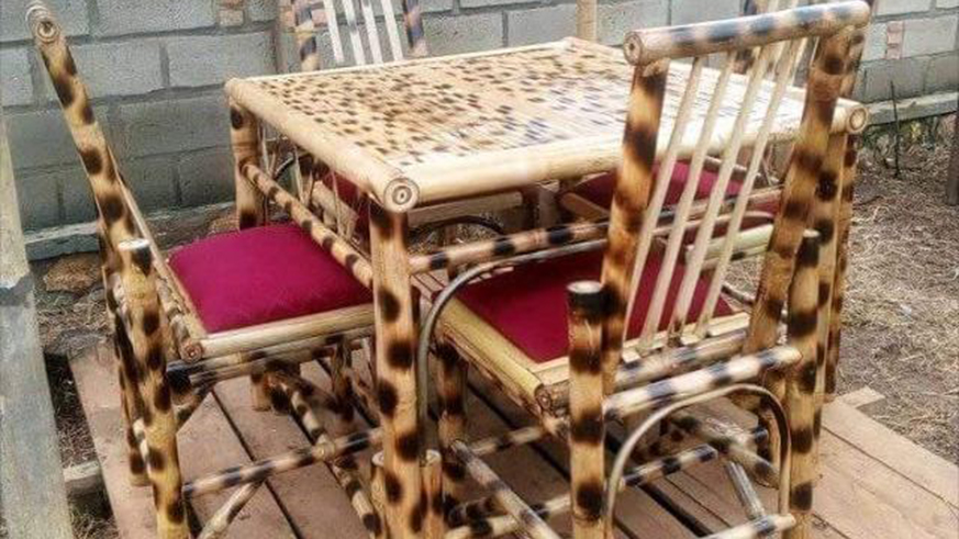 Some of the furniture made out of bambo. 