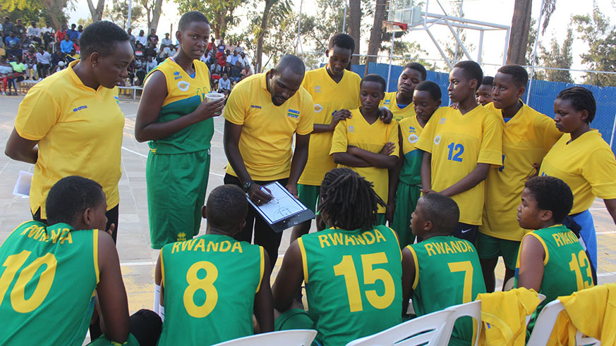 Head coach Charles Mushumba gives instructions to his players during a time-out in a past league match. The ladies are making their debut appearance in African Championships Courtesy.