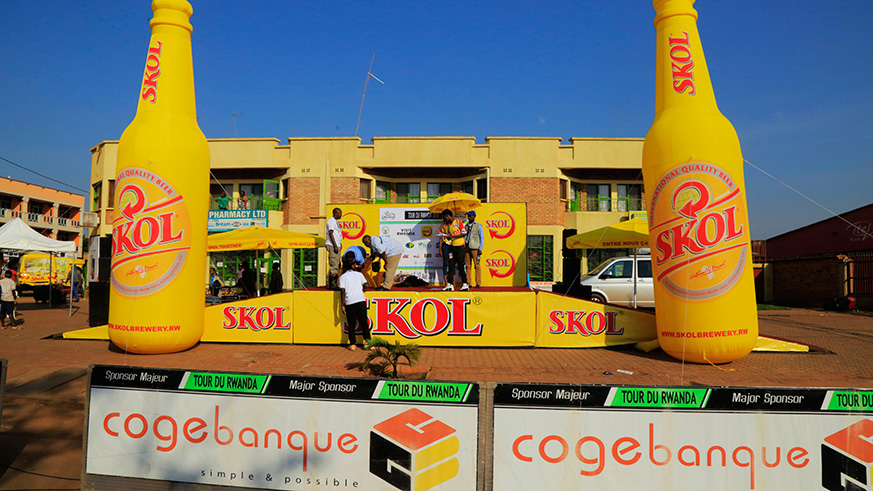 SKOL and Cogebanque, main sponsors of the Tour du Rwanda. / Sam Ngendahimana