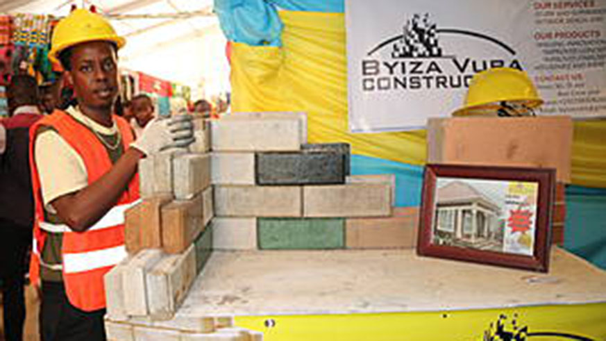 The firm is exhibiting its concrete bricks at the ongoing expo in Gikondo.  Diane Mushimiyimana.