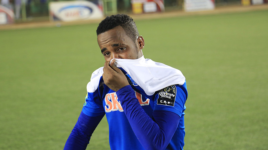 Midfielder Yannick Mukunzi was teary after the final whistle. 