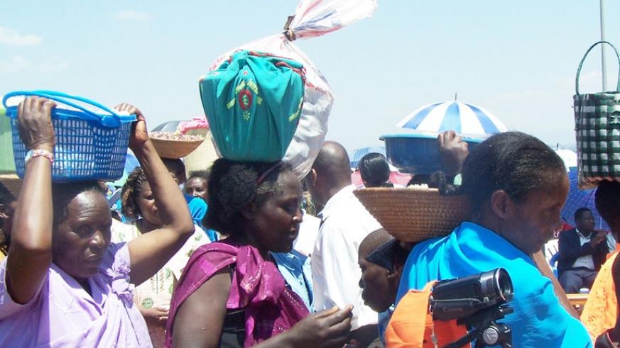 Pilgrims carry offerings at Kibeho. (File)