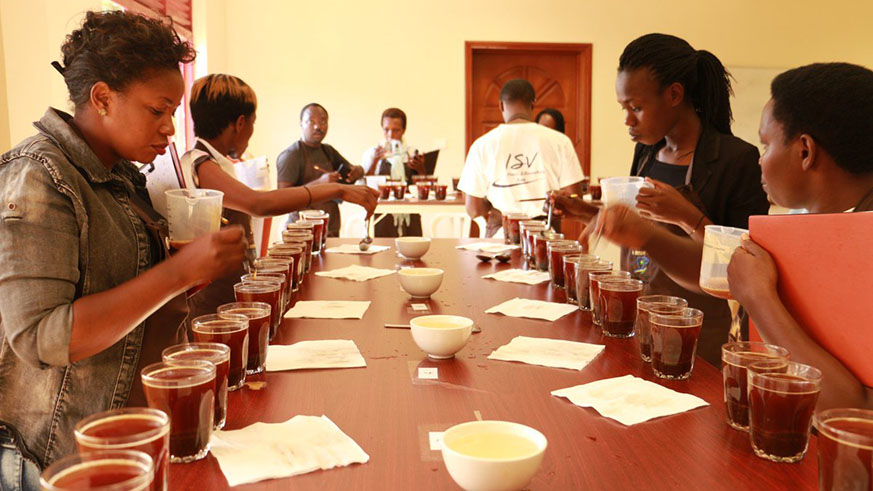 Coffee tasting underway. 
