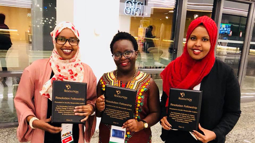 Claudette Igiraneza (centre) and her team of two young ladies, Ubah Ali (right) and Kawsar Muuse. (Courtesy)