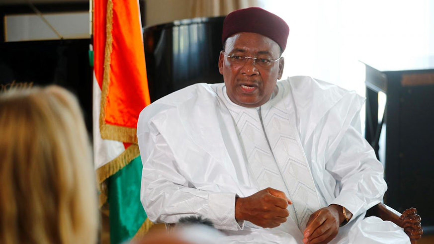 Nigeru2019s President Mahamadou Issoufou attends a Reuters interview in Berlin, Germany, on Thursday. Net photo.