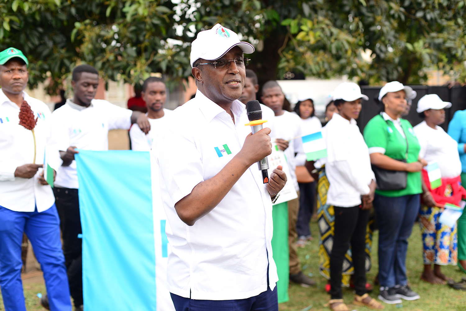 Social Democratic Party (PSD) president and Minister for Environment, Vincent Biruta, addresses party supporters during campaign in Rubavu District yesterday. Courtesy.