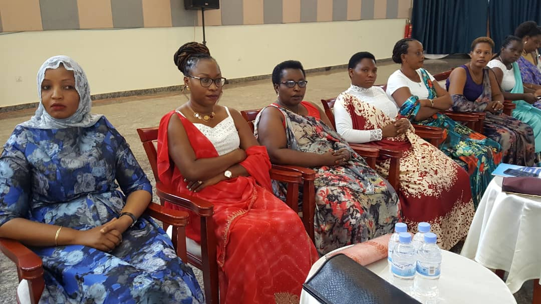 Women parliamentary candidates from Kigali City districts before the electoral college of Gasabo District yesterday. Courtesy.