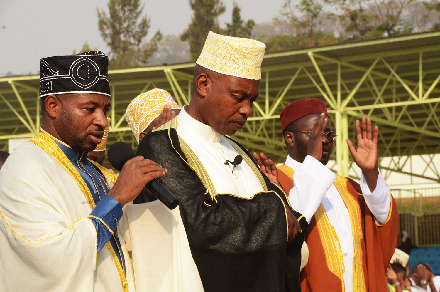 The Mufti of Rwanda, Sheikh Salim Hitimana, leads Eid al-Fitr prayers at Kigali Stadium in June. Sam Ngendahimana.