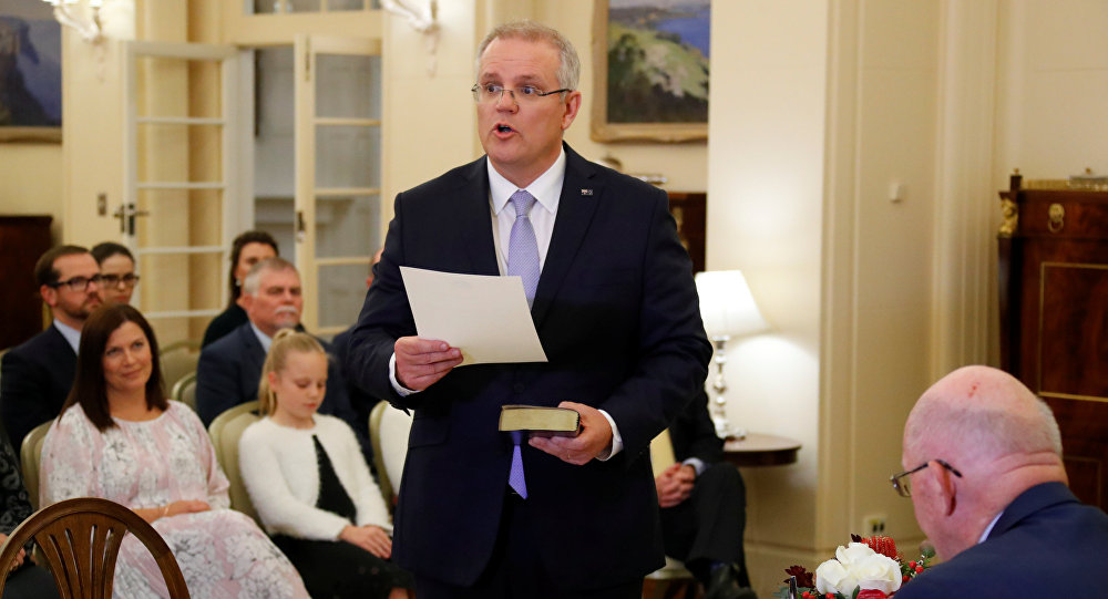 The new Australian Prime Minister Scott Morrison attends a swearing-in ceremony in Canberra, Australia August 24, 2018. / Sputnik