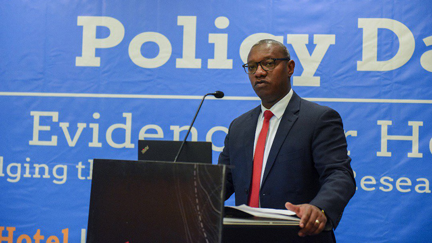 Dr Ndimubanzi speaks at the event in Kigali yesterday. Marie Anne Dushimimana.