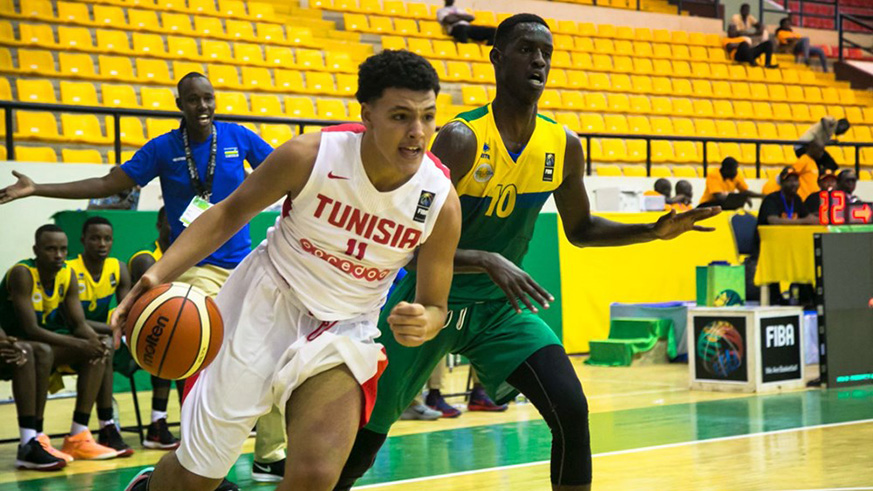 Rwandau2019s Emile Galois Kazeneza (#10) posted 14 points and 7 rebounds during the 62-58 victory over Tunisia on Saturday afternoon. Courtesy.