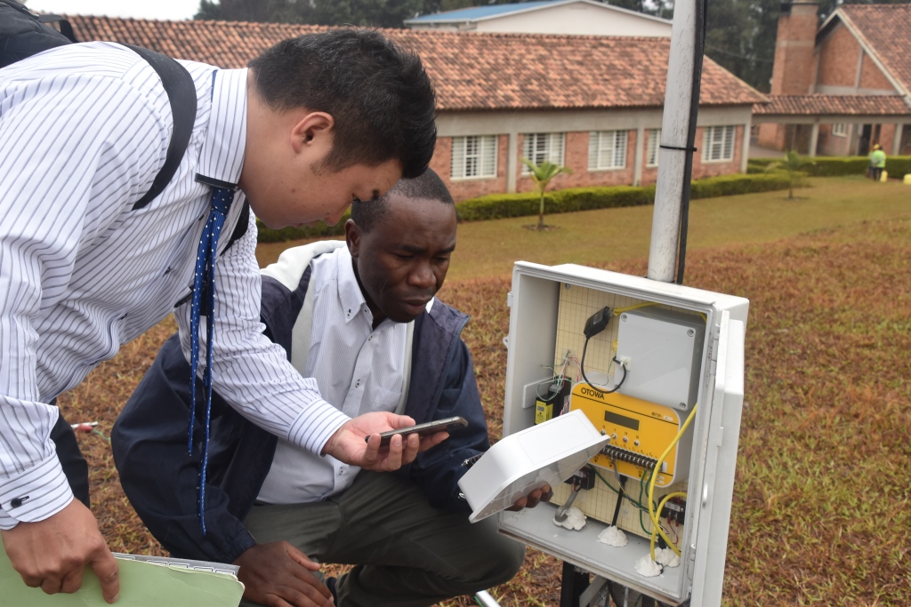 Technicians from Otowa Electric Co. Ltd. install a lightning protection equipment at IPRC-Tumba.