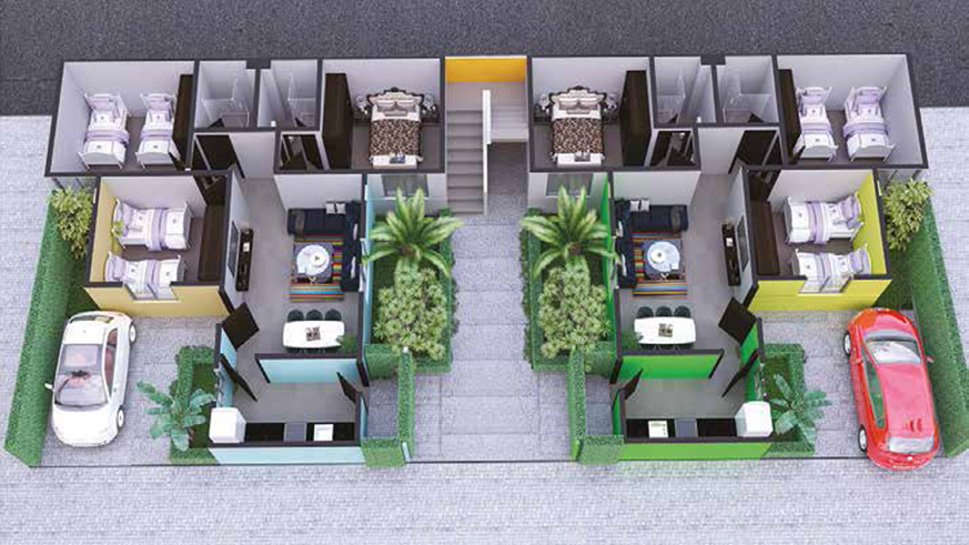 A floor plan of one of the housing units. Courtesy.