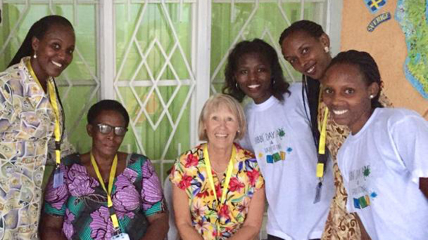 Sarah Mutesi with staff and sponsors. (All photos by Michel Nkurunziza)