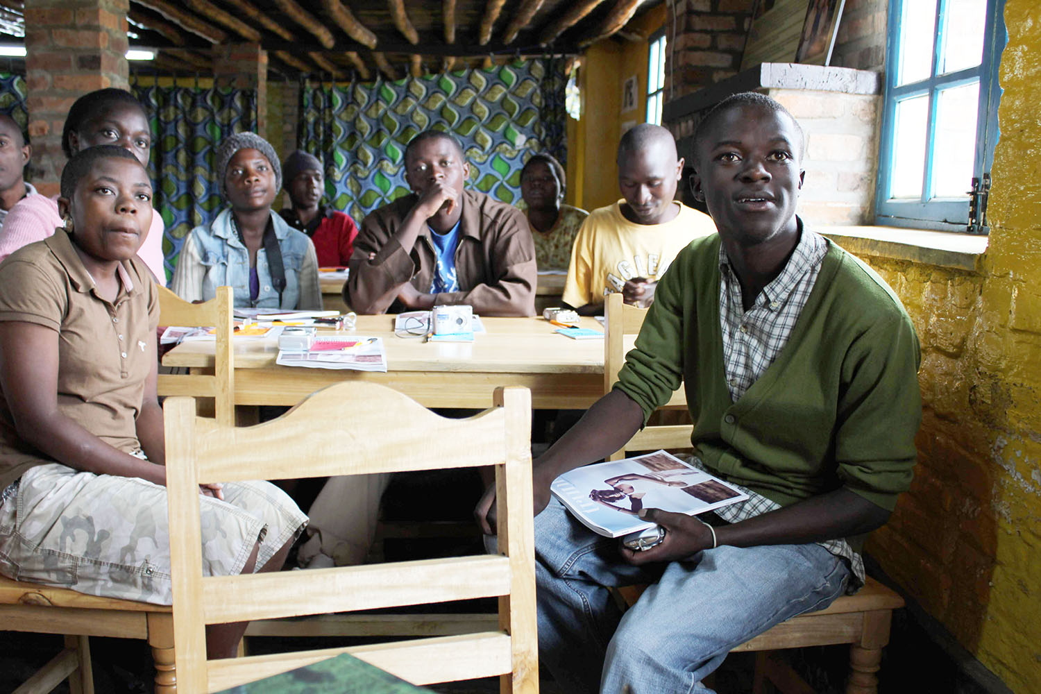 Habumugisha (front)  with trainees in 2011.  