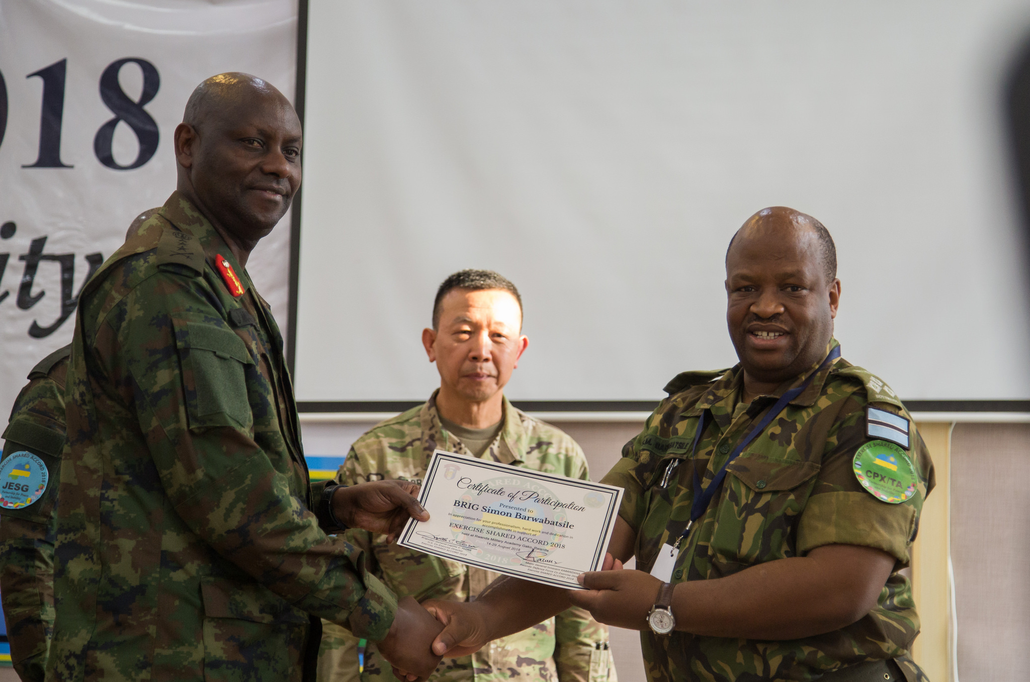 Army Chief of Staff, Lt Gen Jacques Musemakweli, speaks during the closing ceremony of the two-week Command Post Exerciseâ€˜Shared Accord 2018 at Rwanda Military Academy-Gako, Bugesera District on Tuesday. / Nadege Imbabazi