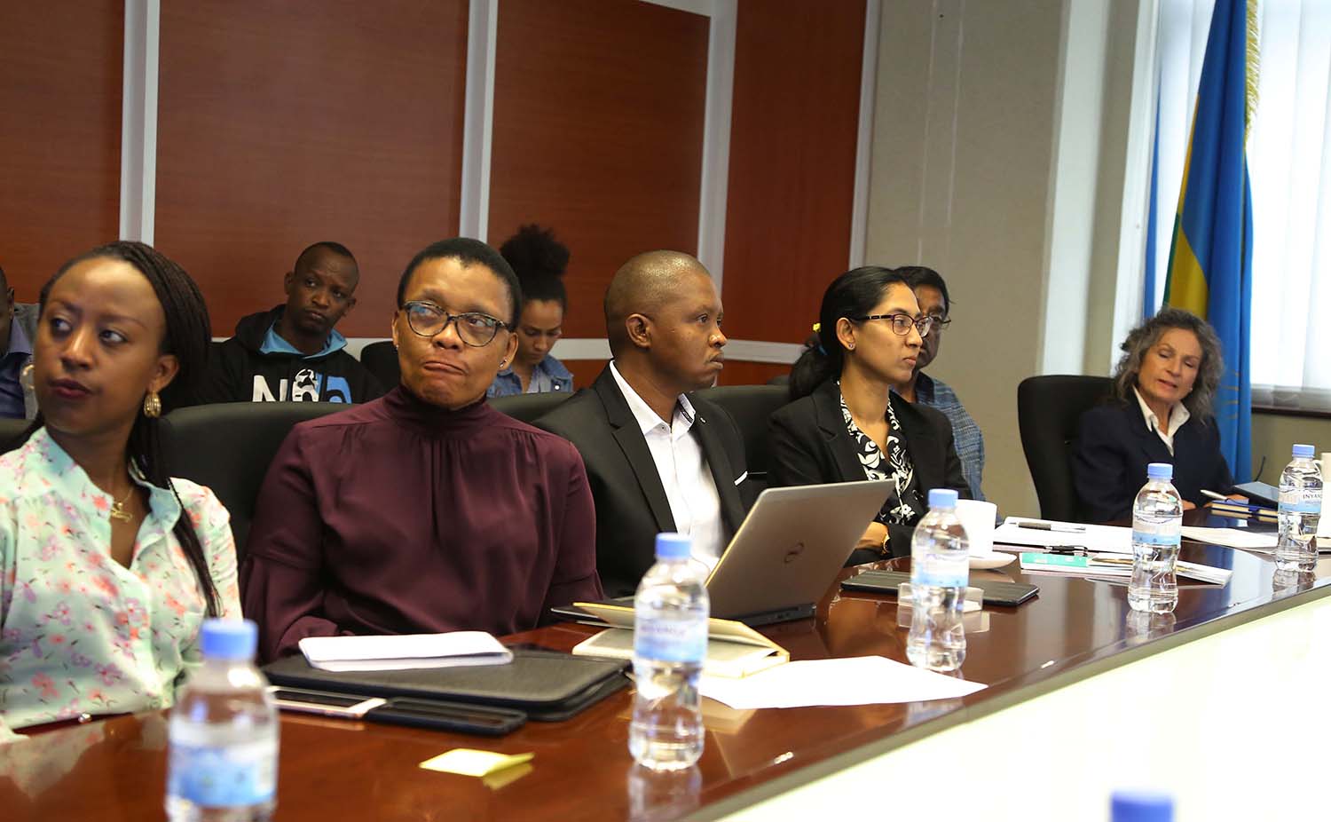 Members of the South African delegation follow a presentation during their visit to Rwanda Governance Board in Kigali yesterday. Sam Ngendahimana.