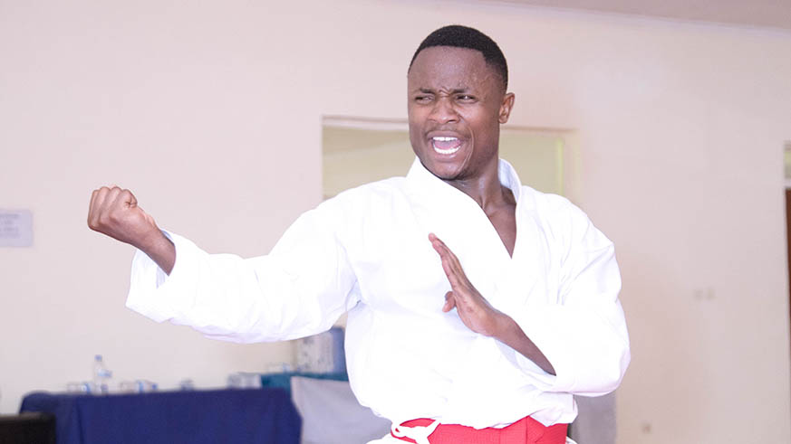Jean Claude Munyaburanga, 23, is one of the Kata specialists set to compete along with team mates on Friday. (Emmanuel Kwizera)
