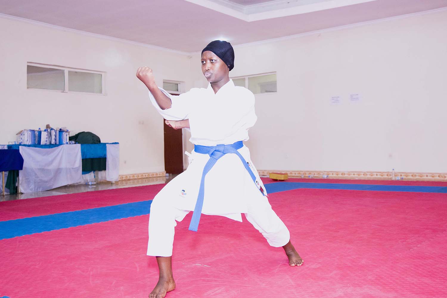 Sakina Cyuzuzo of the Nyarutarama-based Last Samurai Karate club, is part of a three-karateka  female team in Kata competition, while 17-year old Victor Shyaka Kaberuka (right), of Kigaliu2019s Lions Karate-Do Club, will be on a medal hunt in individual category today. Emmanuel  Kwizera.