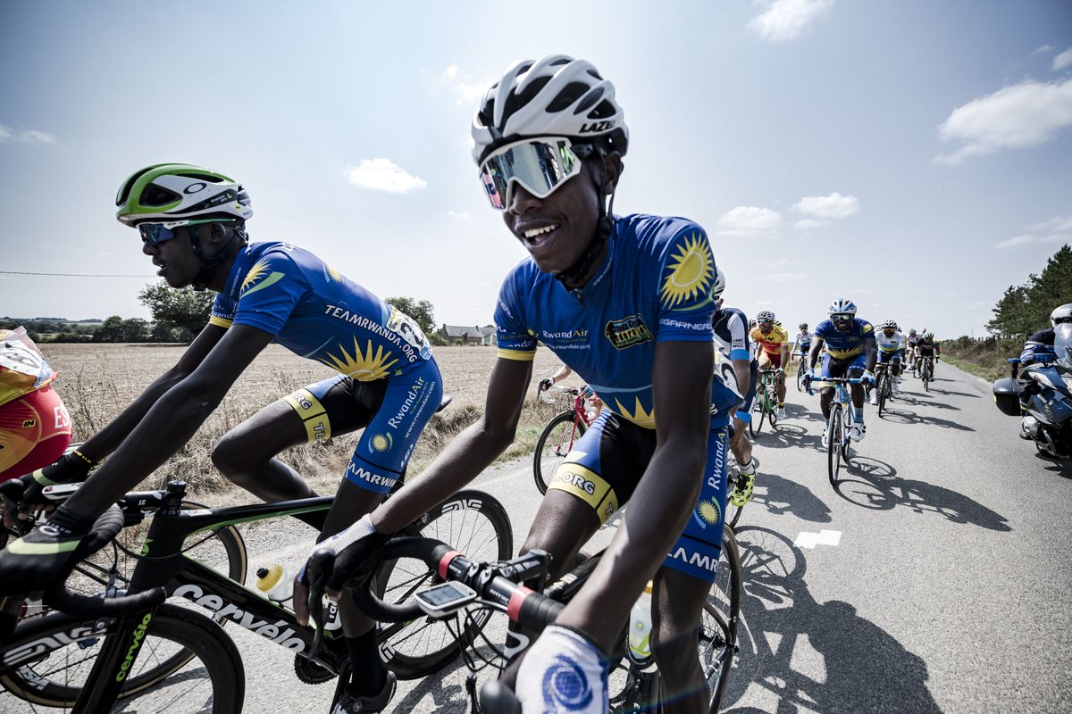 Team Rwanda riders are captured here taking part in the worldu2019s biggest U23 race  Tour de lu2019Avenir. On the left is Samuel Mugisha, this yearu2019s Tour du Rwanda champion. Courtesy.