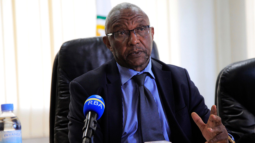 Kalisa Mbanda, National Electoral Commission Chairman speaks to media recently. File.