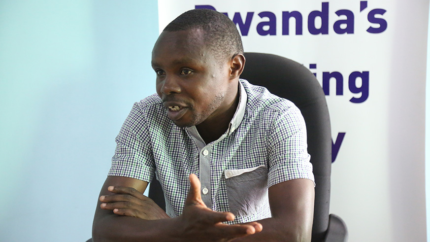 Gratien Niyitegeka aka Seburikoko during his interview at The New Times offices. Photos by Sam Ngendahimana.