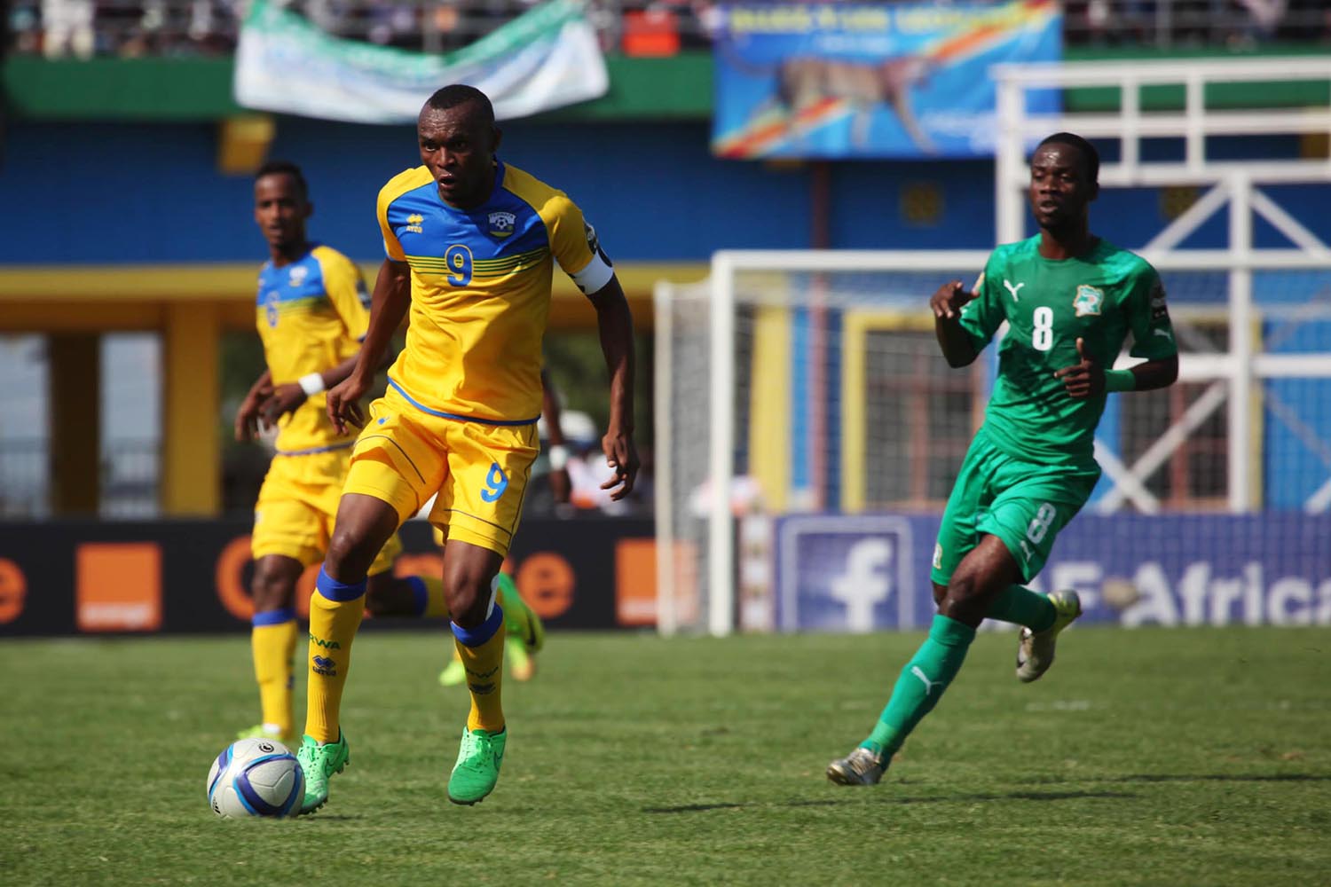 Rwandan forward Jacques Tuyisenge during the opening match of CHAN 2016 against Ivory Coast at Amahoro National Stadium. Sam Ngendahimana.