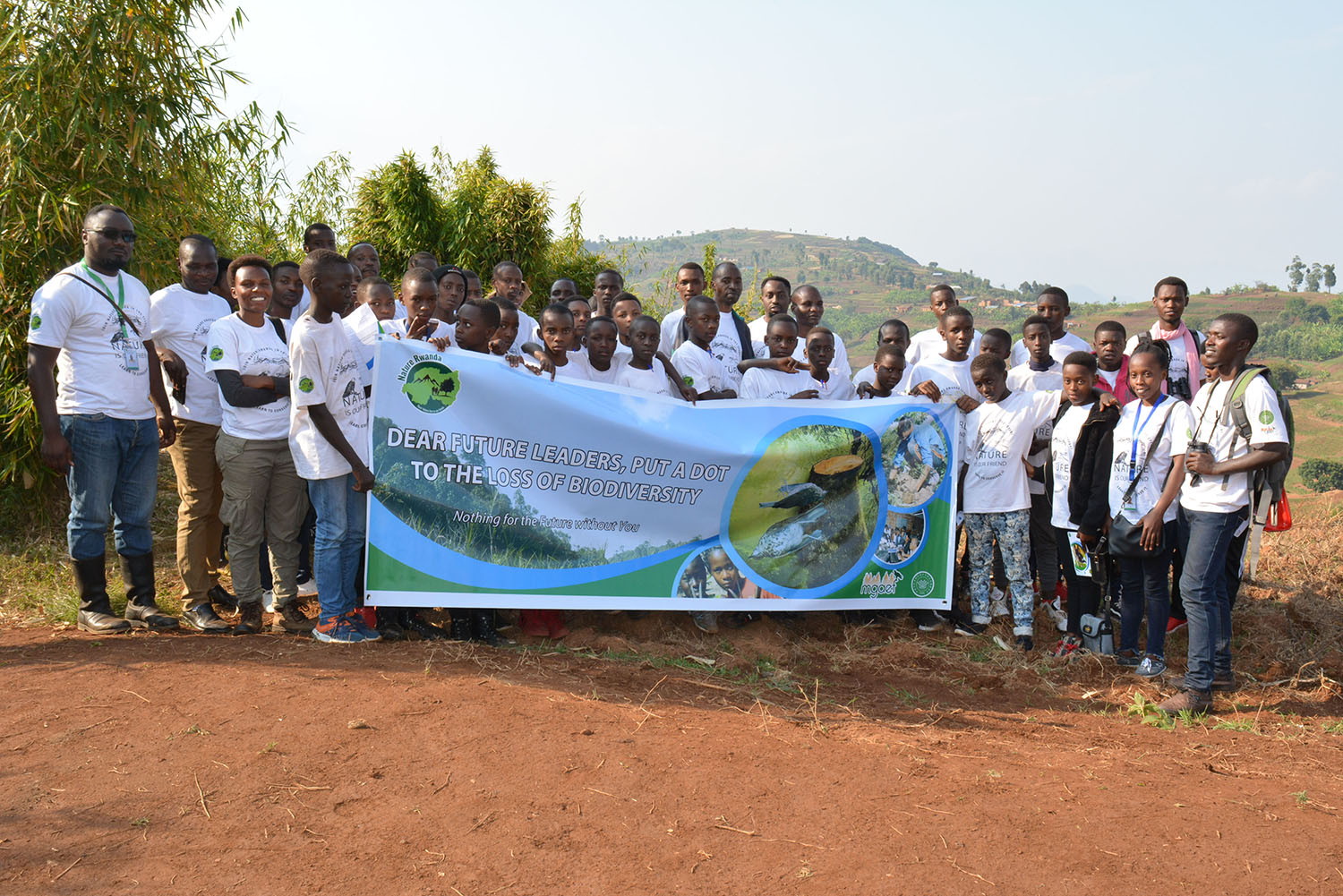 Students from ESI Rwahi pose for a photo during the tour. Photos by Diane Mushimiyimana