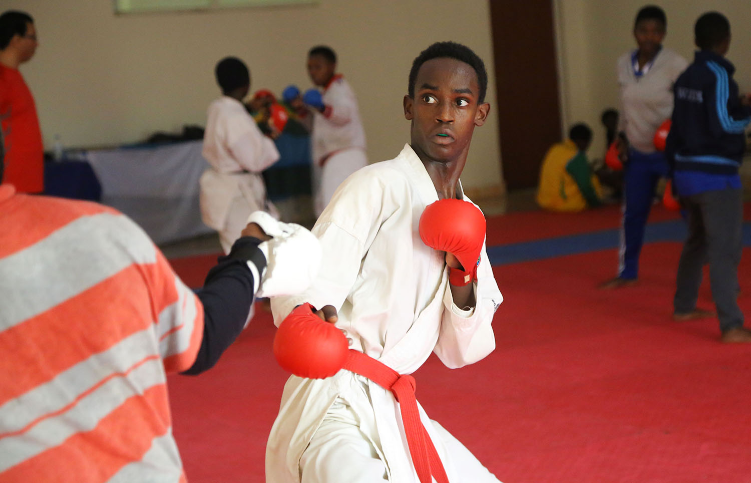 National team player Maic Shyaka, 17, during training in Kigali. Sam Ngendahimana.