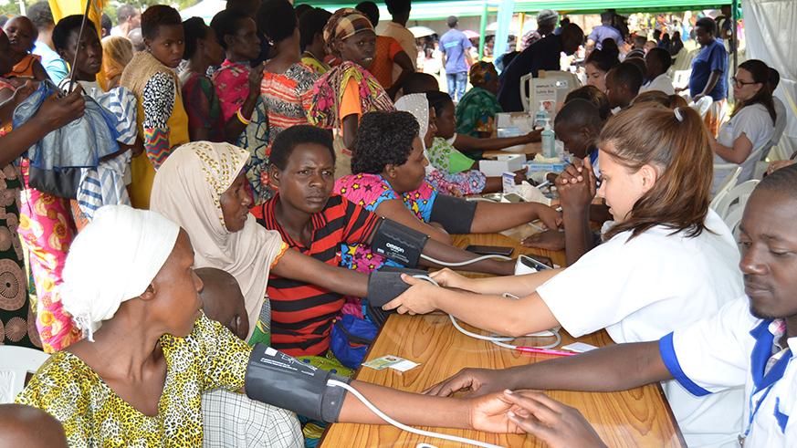 The nursing students carry out screening for Non Communicable Diseases. File.