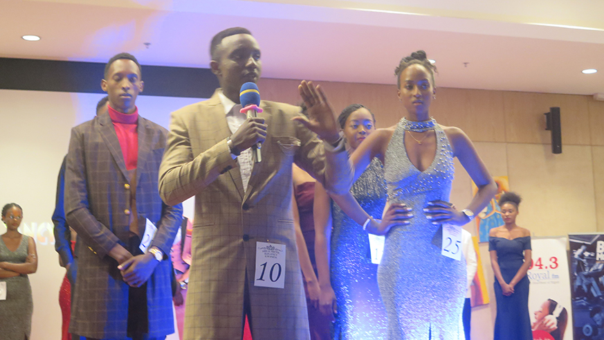 Niyirora presents his project during the Q&A session at the colourful event at Kigali Marriott Hotel on Saturday.