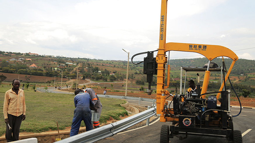 Workers during road works in Nyagatare. /Sam Ngendahimana.