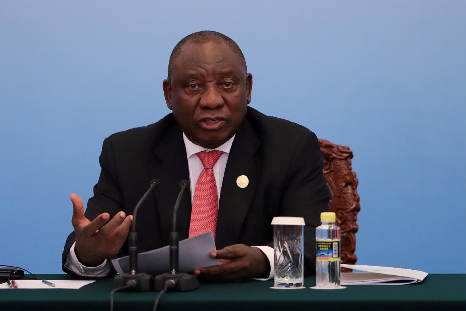 South African President Cyril Ramaphosa speaks during the during 2018 Beijing Summit Of The Forum On China-Africa Cooperation - Joint Press Conference at the Great Hall of the People at The Great Hall Of The People on September 4, 2018 in Beijing, China. Net.