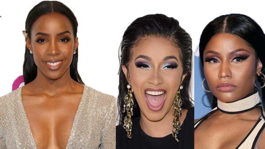 L-R: Kelly Rowland, Cardi B and Nicki Minaj. Net. 