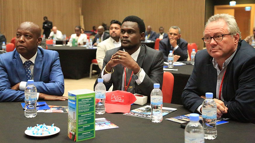 Delegates at the fourth Ground Handling International Stakeholdersu2019 Conference in Kigali yesterday. The meeting seeks to devise new ways to unleash Africau2019s aviation potential. Sam Ngendahimana.