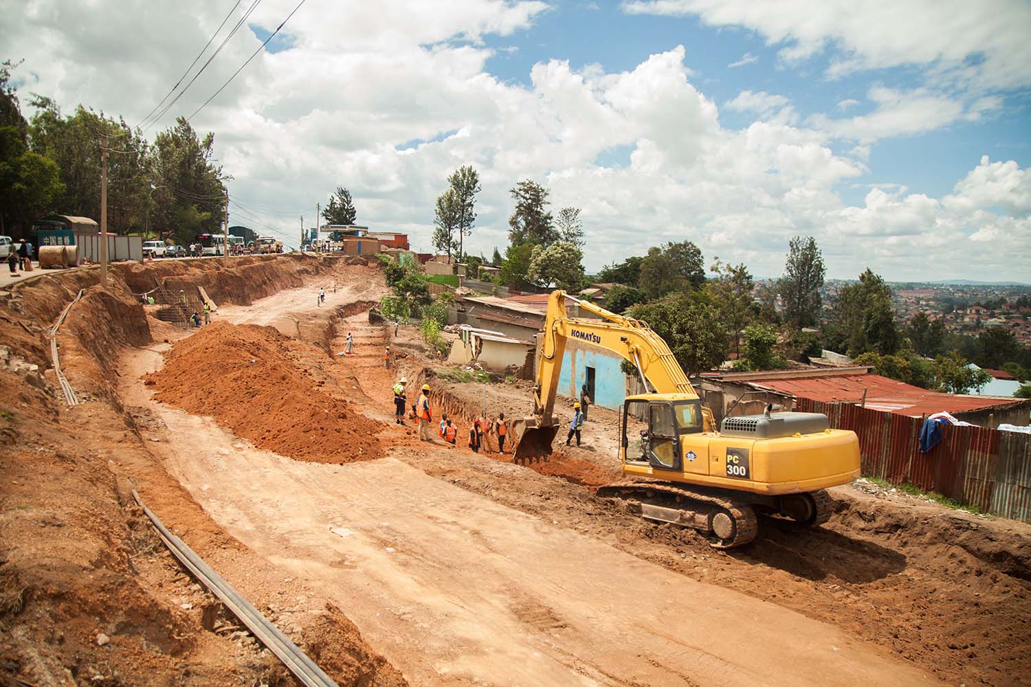 A grader during the expansion works on Remera-Rwandex-Kanogo road. It is one of the Kigali city roads set to be completed by December, according to authorities. Nadege Imbabazi.