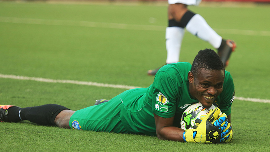 Nigerian based club's goalkeeper Theophulus  with the ball